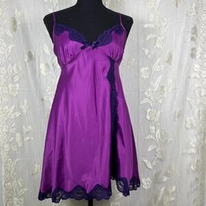 Purple lace lingerie set - slip dress and shorts